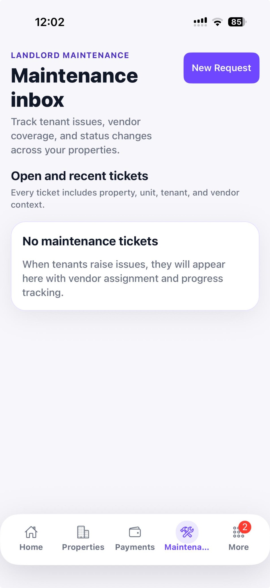 MyUno maintenance inbox